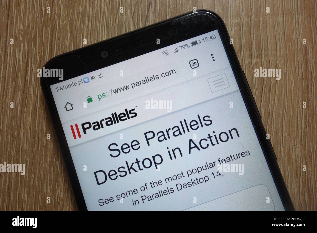 Sito Web aziendale Parallels (www.parallels.com) visualizzato sullo smartphone Foto Stock