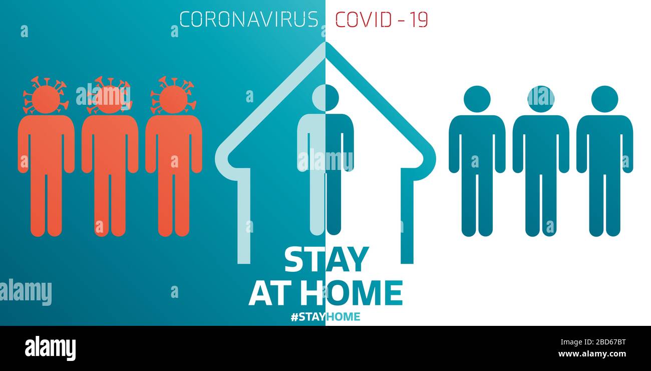 stay safe stay home icona illustrazione banner Foto Stock
