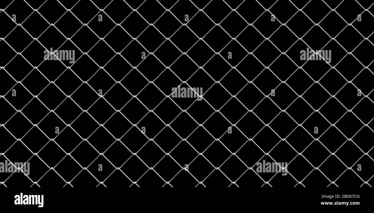 Sfondo della rete metallica. Catena maglia metallo senza cuciture motivo  fence su sfondo nero. Barriera carceraria, concetto di confine della  proprietà. illustrazione 3d Foto stock - Alamy
