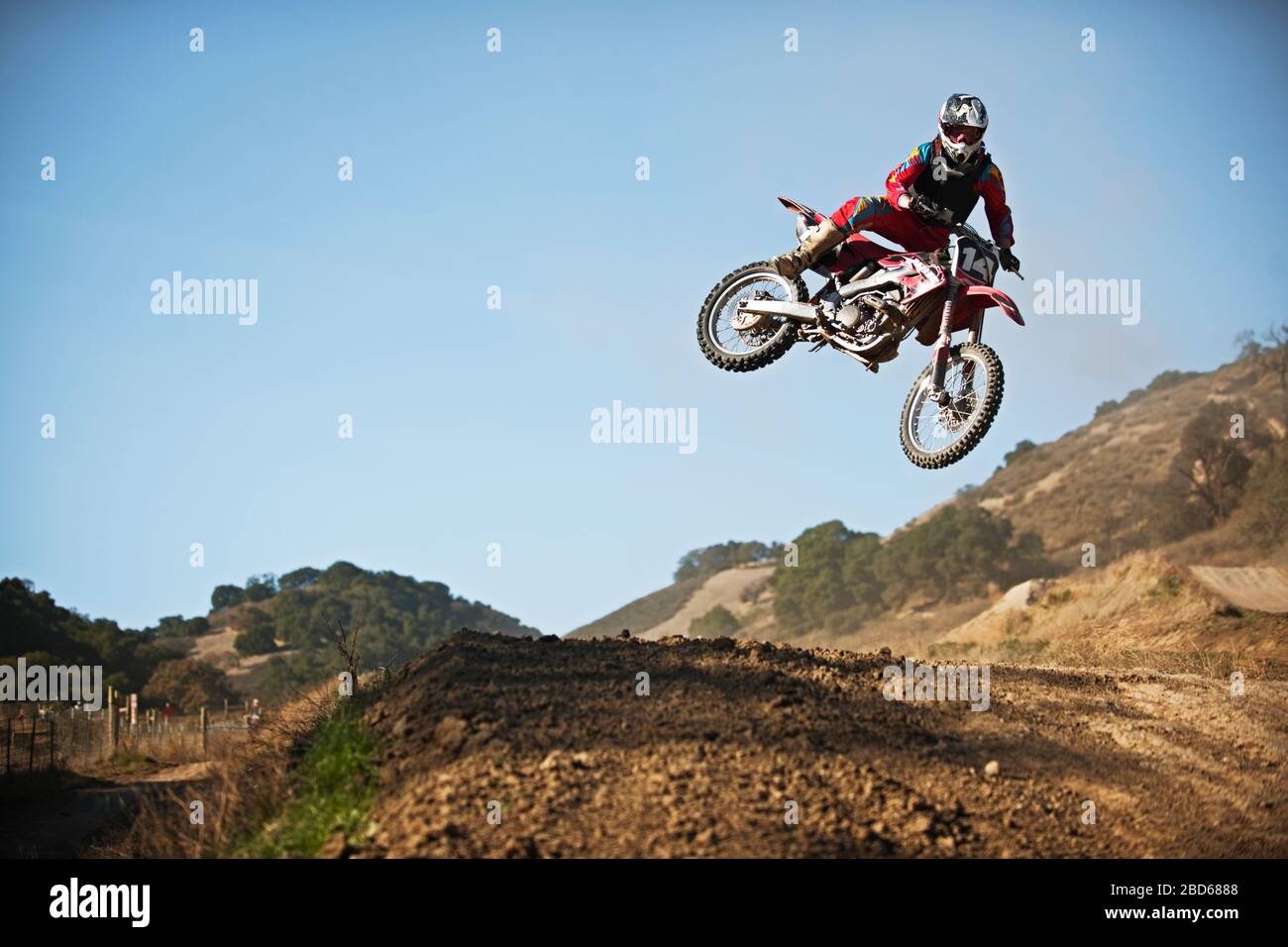 Moto racer nell'aria. Foto Stock