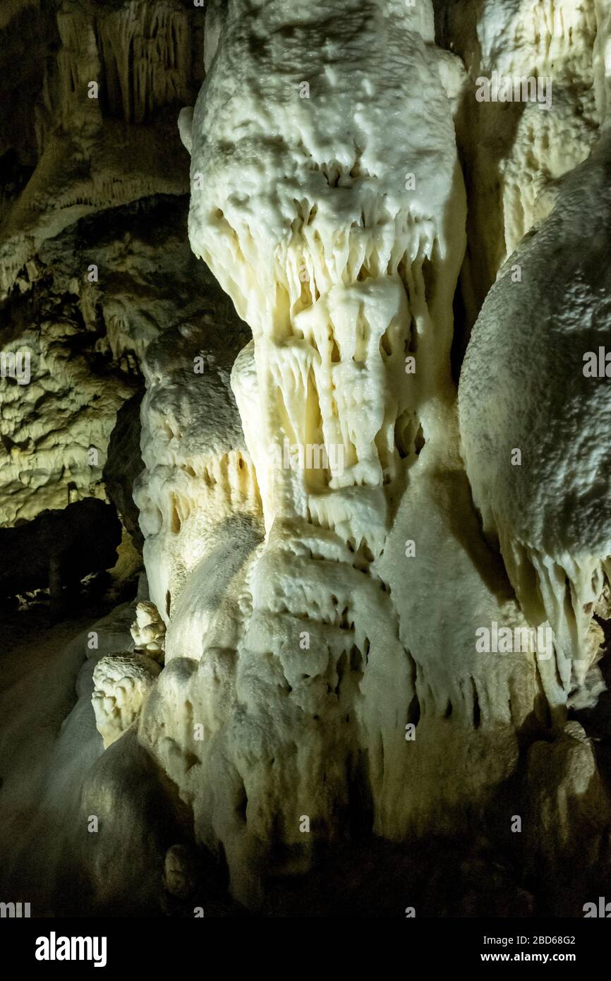 Stalattiti dettaglio nella Postojna, Slovenia Foto Stock