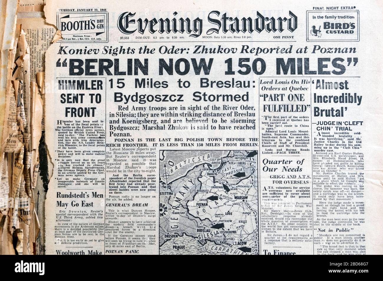 Berlin Now 150 miles' 23 Gennaio 1945 Evening Standard WWII titolo di  giornale britannico a Londra Inghilterra Gran Bretagna Regno Unito Foto  stock - Alamy
