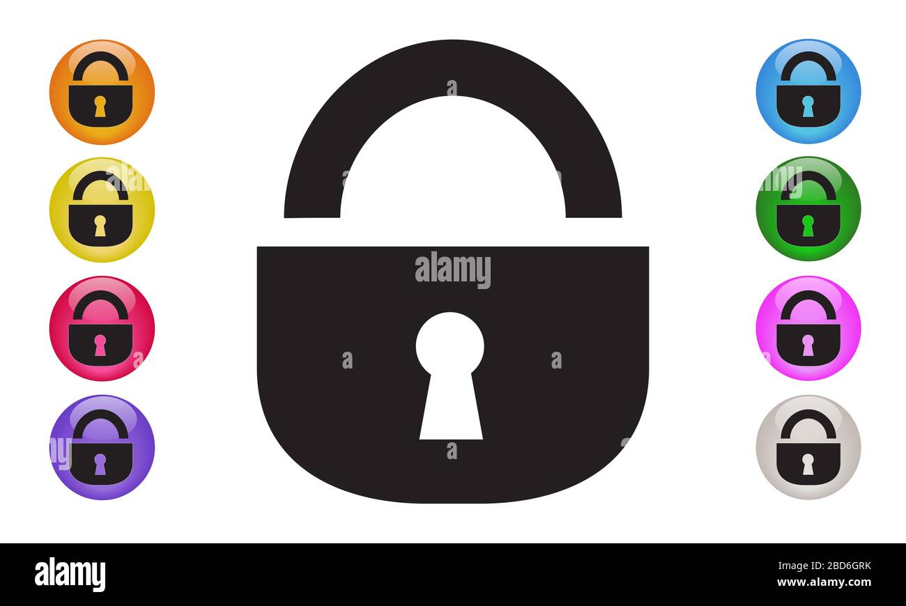 Icona a forma di lucchetto Illustrazione vettoriale EPS 10 Foto Stock