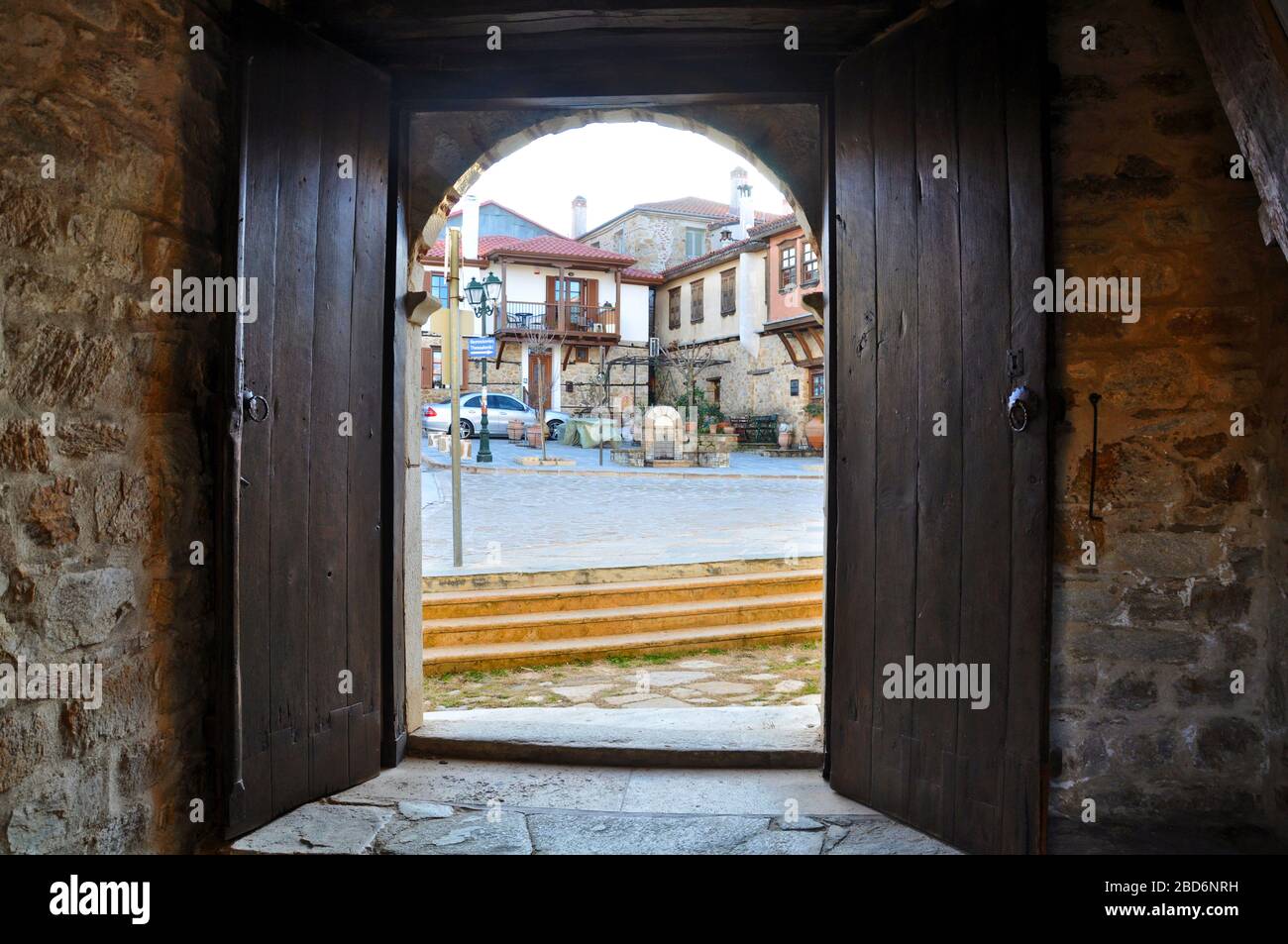 Arnaia-Chalkidiki-case tradizionali Foto Stock