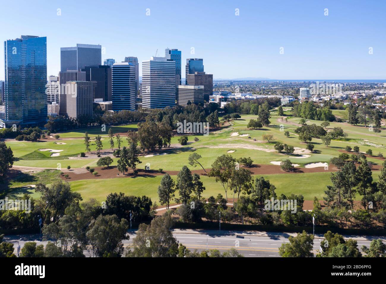 Vista aerea sopra il Los Angeles Country Club nella zona ovest di Los Angeles Foto Stock