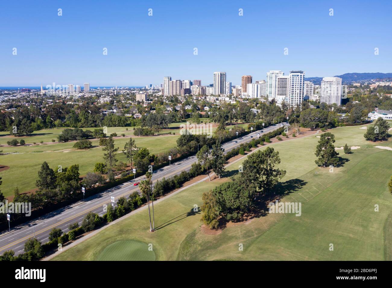 Vista aerea sopra il Los Angeles Country Club nella zona ovest di Los Angeles Foto Stock
