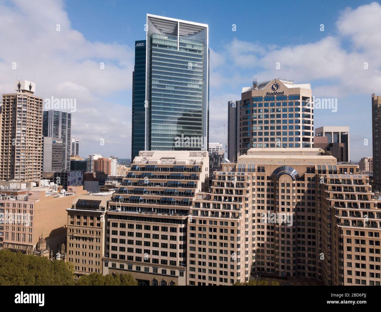 Vista aerea del quartiere centrale degli affari del centro di Sydney, Australia Foto Stock