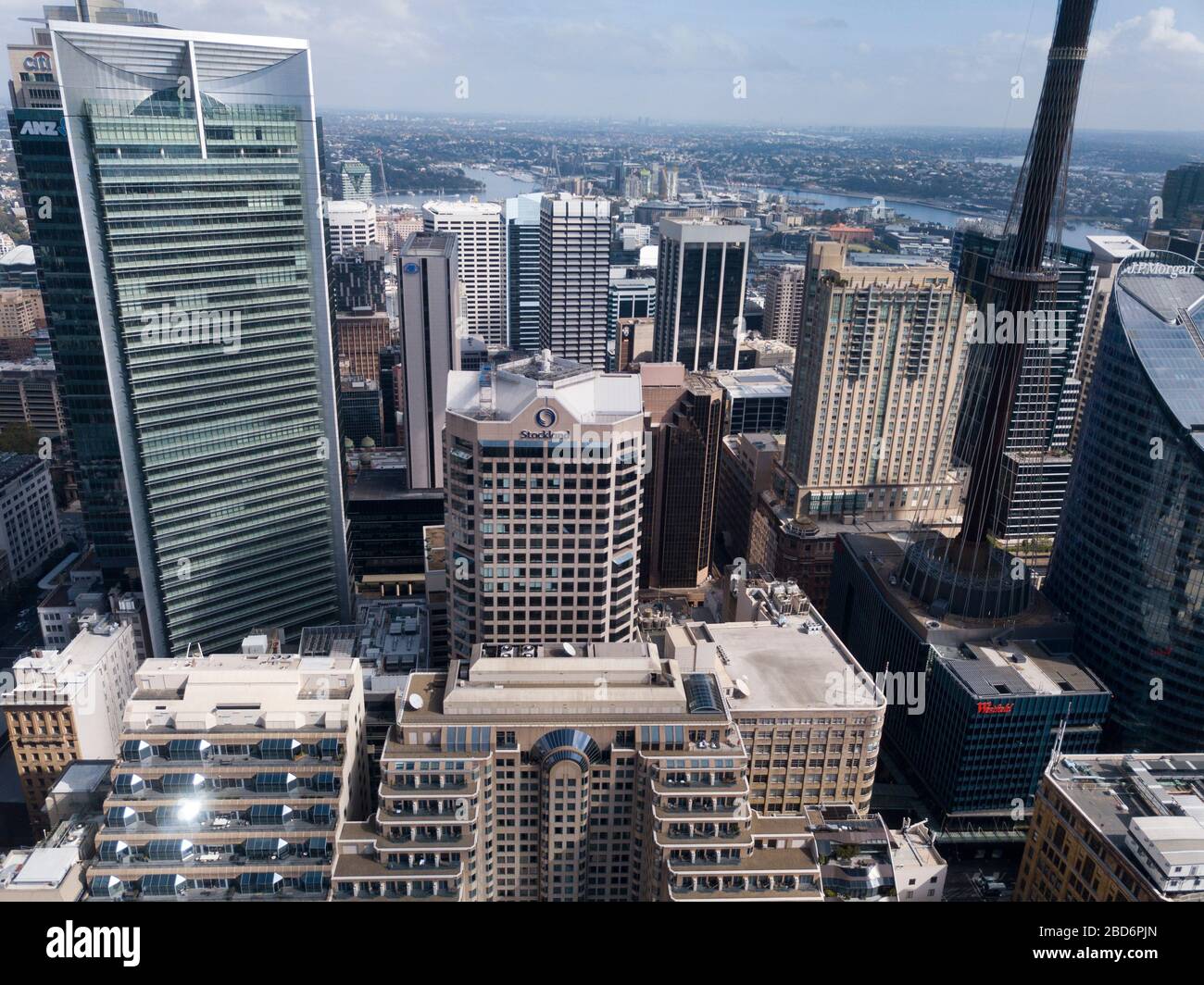 Vista aerea del quartiere centrale degli affari del centro di Sydney, Australia Foto Stock