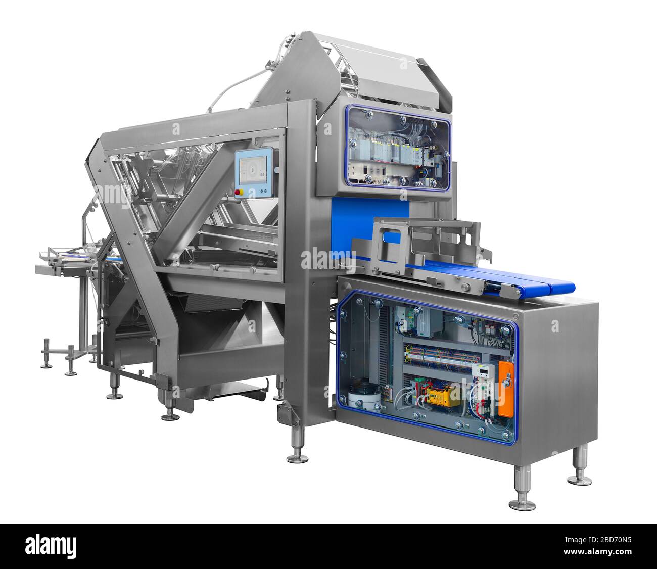 Confezionatrice automatica con sacco in plastica e scatola in carta, confezionatrice ad alta velocità per prodotti alimentari industriali, processi produttivi ad alta tecnologia Foto Stock