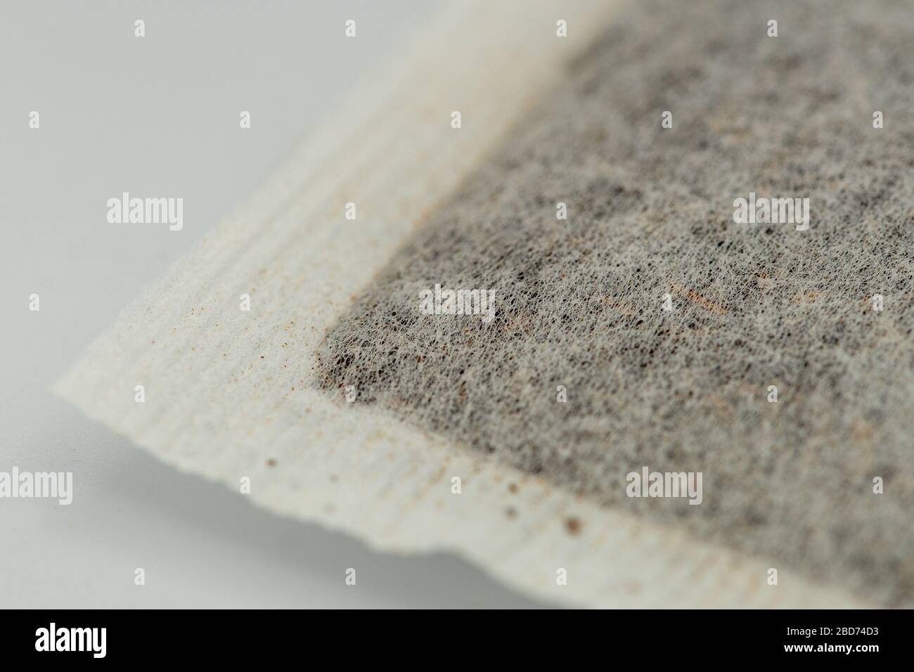 Un primo piano dell'angolo di una borsa da tè Foto Stock