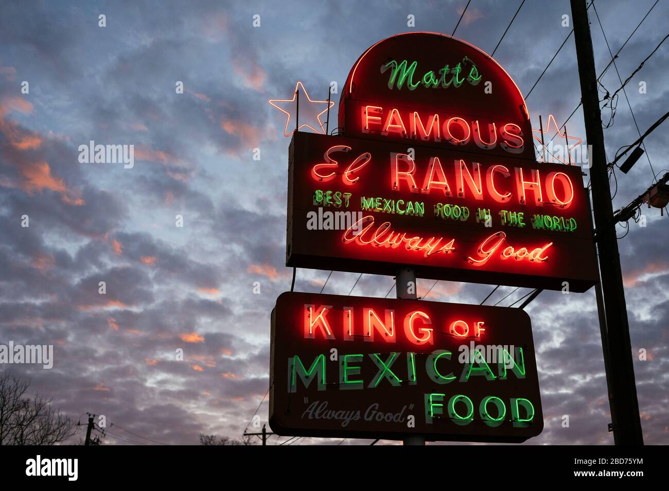 Matt's El Rancho Mexican Restaurant segno in Austin, Texas Foto Stock