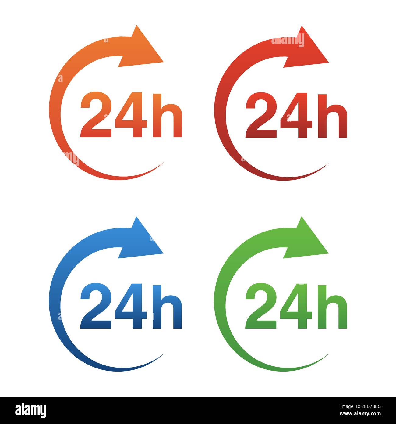 24 - 7 concetto di servizio aperto. Aprire l'icona 24 - 7. Vettore. Illustrazione Vettoriale