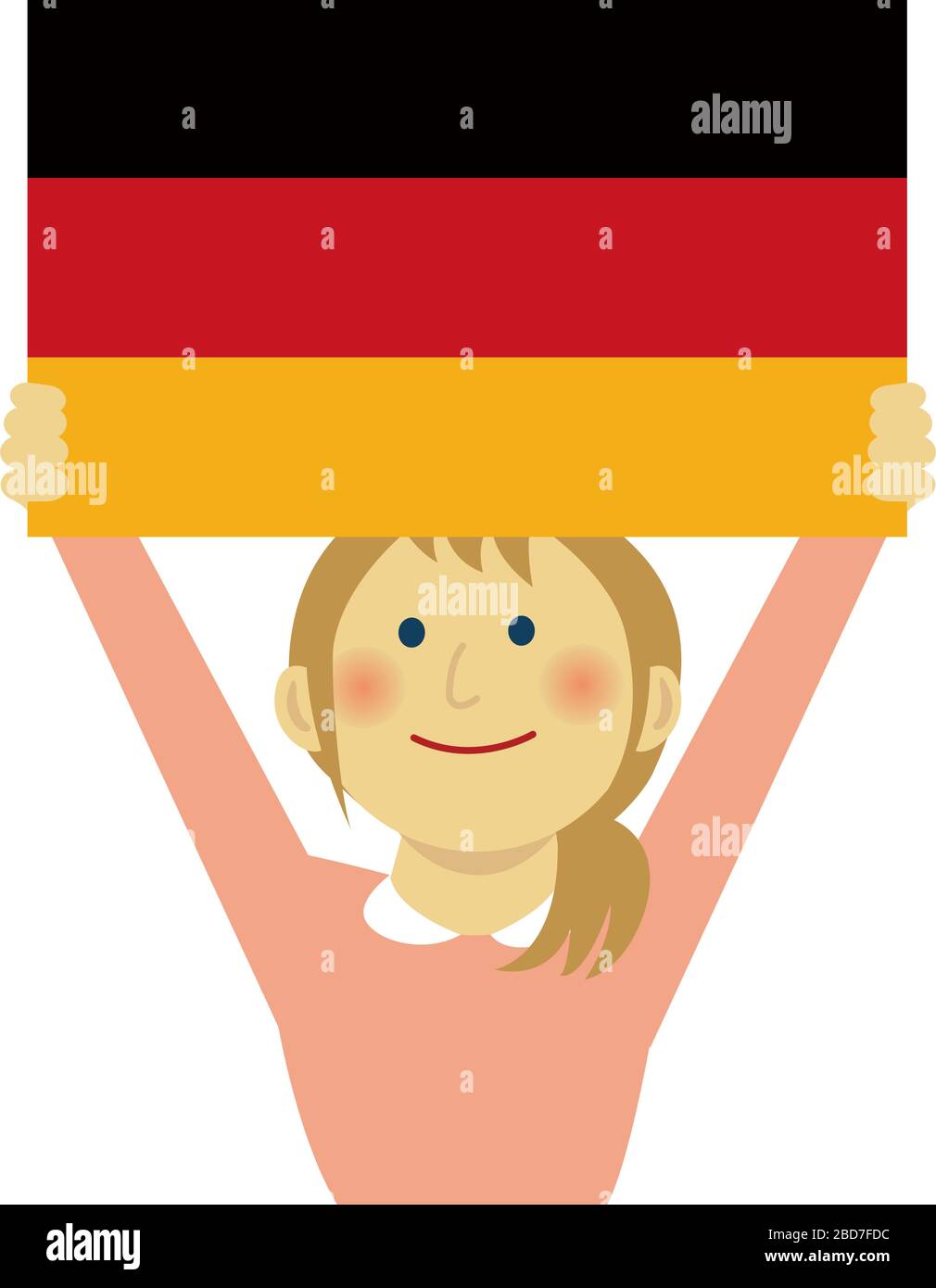Cartoon donna con bandiere nazionali / Germania (corpo superiore). Illustrazione vettoriale piatta. Illustrazione Vettoriale