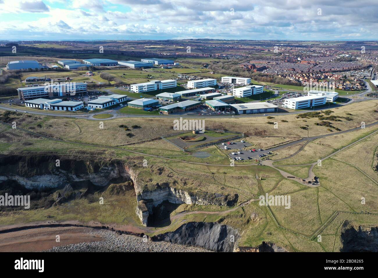 Veduta aerea del drone dello Spectrum Business Park Seaham Co Durham Foto Stock