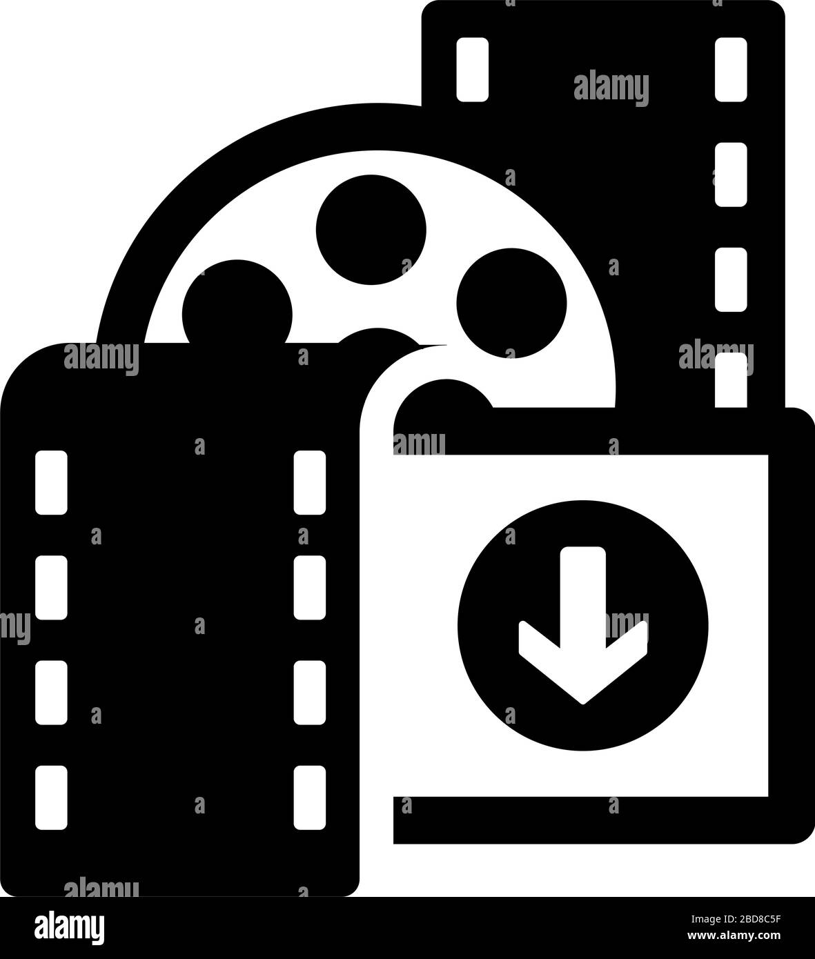 5G (comunicazione ad alta velocità di nuova generazione) vettoriale icona piatta / film, download video Illustrazione Vettoriale