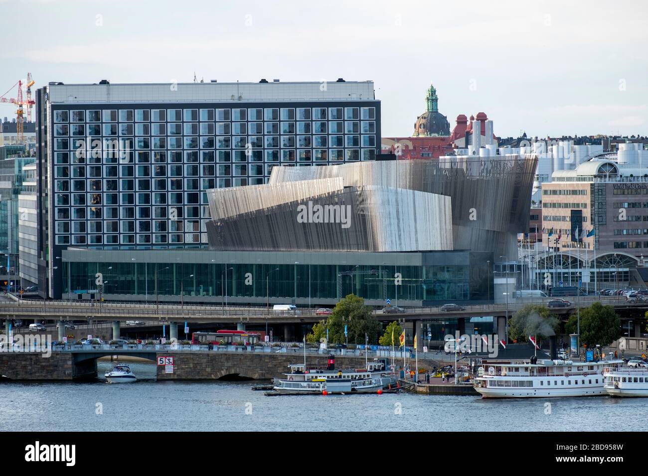 Sala conferenze sul lungomare edificio moderno a Stoccolma, Svezia, Europa Foto Stock