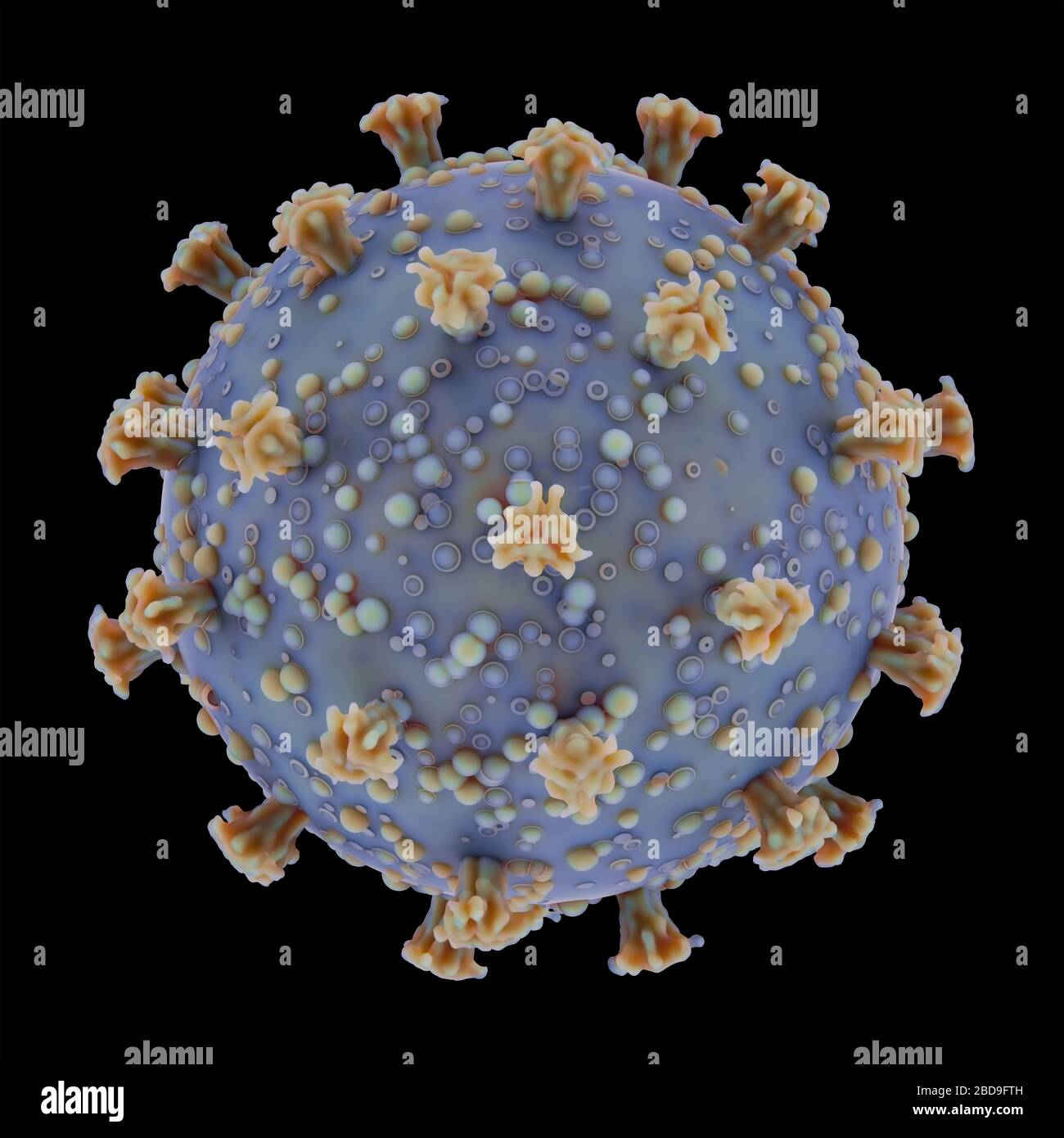 Concettuale dei virus con percorso di ritaglio incluso. La struttura di un virus. Covid-19, Coronavirus e influenza. Illustrazione 3D. Foto Stock