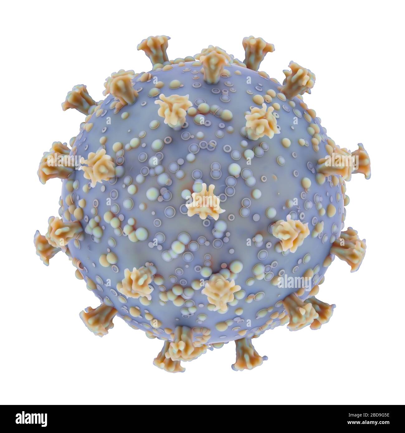 Concettuale dei virus con percorso di ritaglio incluso. La struttura di un virus. Covid-19, Coronavirus e influenza. Illustrazione 3D. Foto Stock
