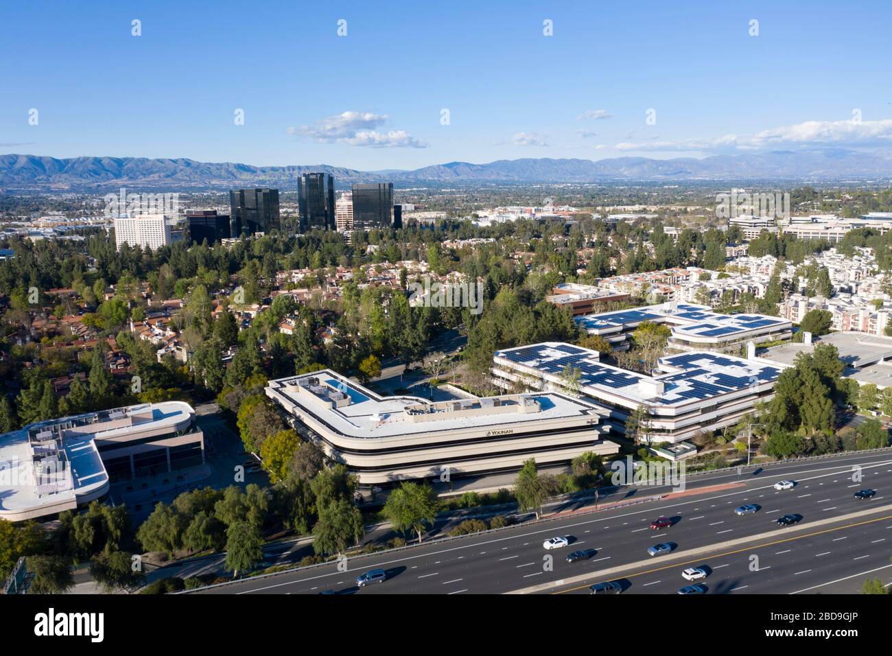 Vedute aeree del Warner Center a Woodland Hills, California Foto Stock