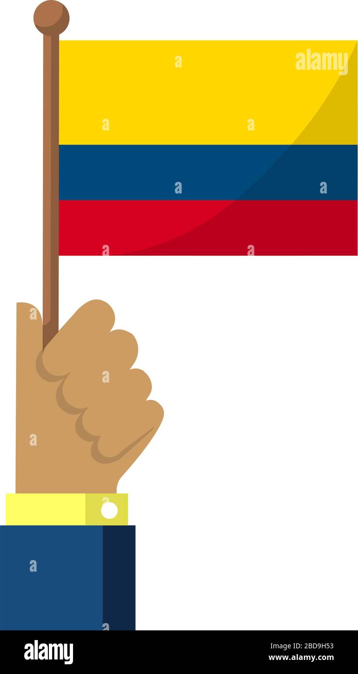 Tenendo in mano la bandiera nazionale , illustrazione vettoriale piatta / Columbia Illustrazione Vettoriale