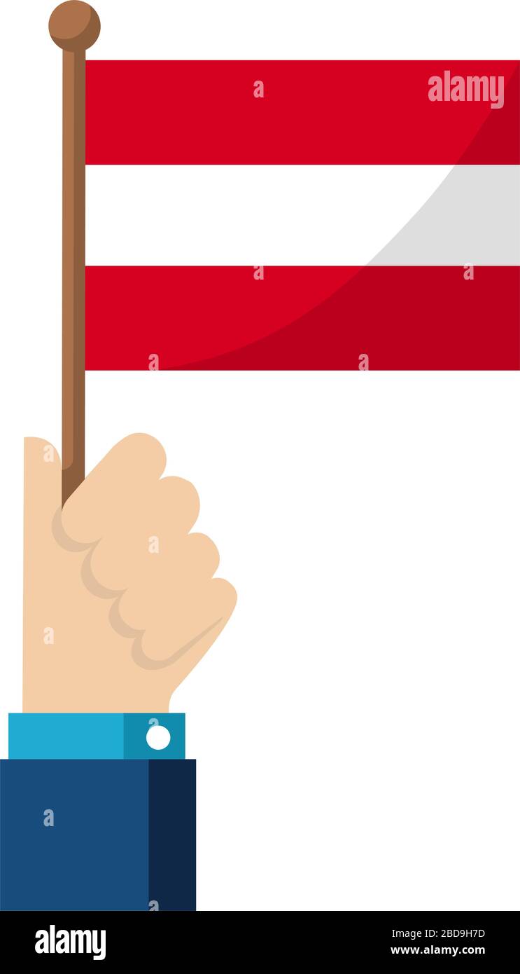 Tenere la bandiera nazionale in mano , illustrazione vettoriale piatta / Austria Illustrazione Vettoriale