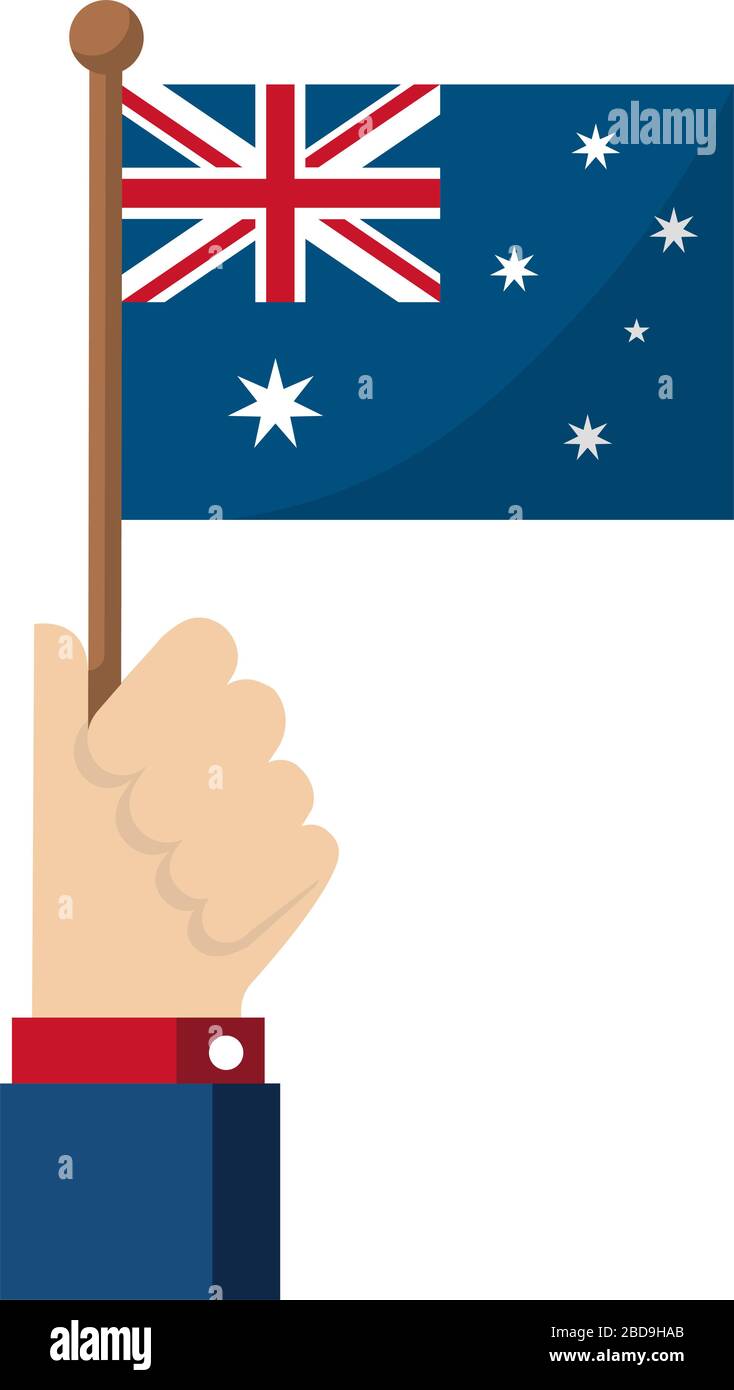 Tenendo la bandiera nazionale in mano , illustrazione vettoriale piatta / Australia Illustrazione Vettoriale