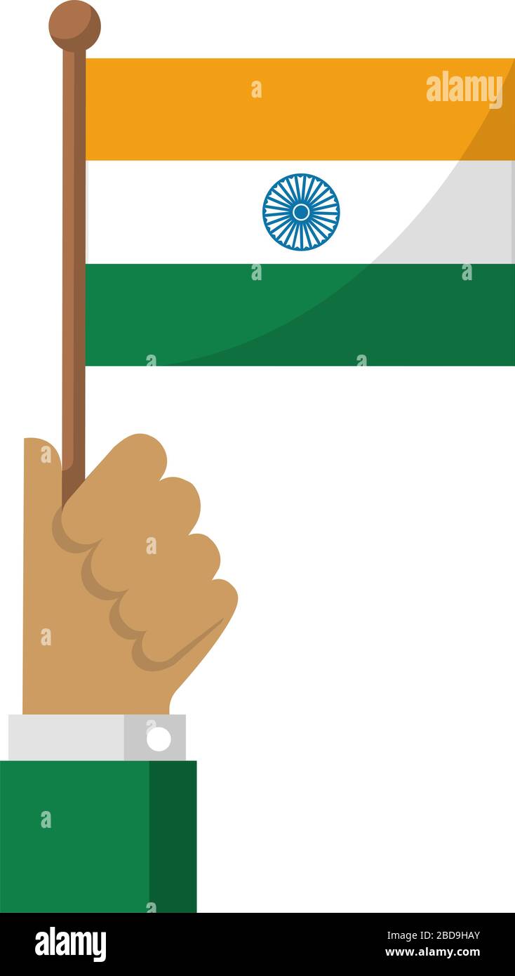 Tenendo la bandiera nazionale in mano , illustrazione vettoriale piatta / India Illustrazione Vettoriale