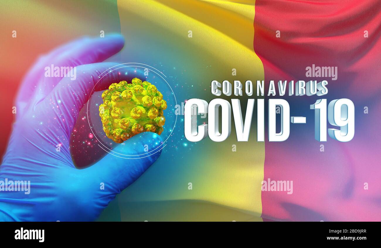 Coronavirus COVID-19 concetto di focolaio, virus che minaccia la salute, sfondo sventolare bandiera nazionale del Mali. Pandemico stop nuovo epidemia di Coronavirus Foto Stock