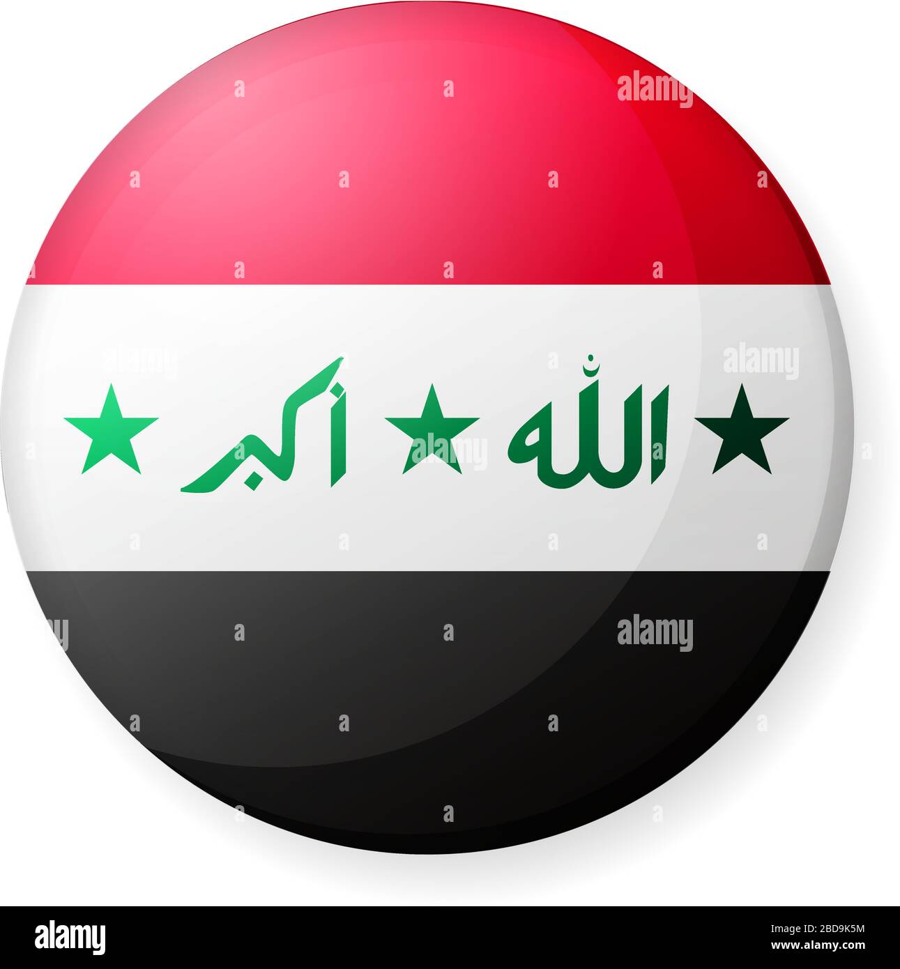 Illustrazione dell'icona della bandiera di un paese circolare ( logo del pulsante ) / Iraq Illustrazione Vettoriale