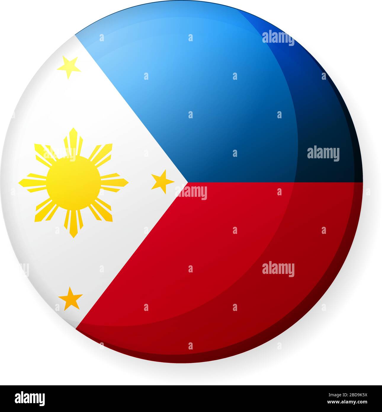 Illustrazione dell'icona della bandiera di un paese circolare ( logo del pulsante ) / Filippine Illustrazione Vettoriale