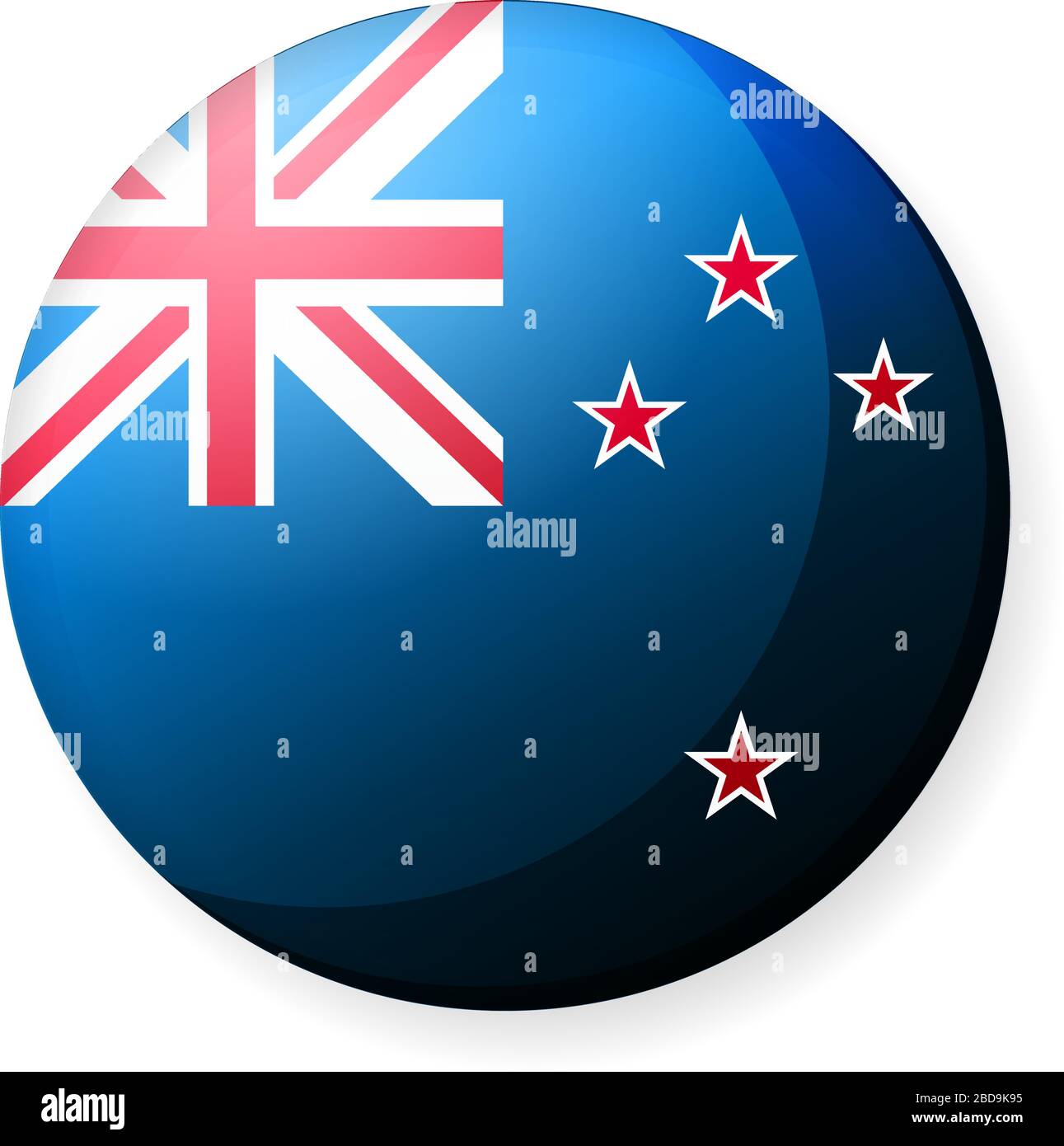 Illustrazione dell'icona della bandiera di un paese circolare ( logo del pulsante ) / Nuova zelanda Illustrazione Vettoriale