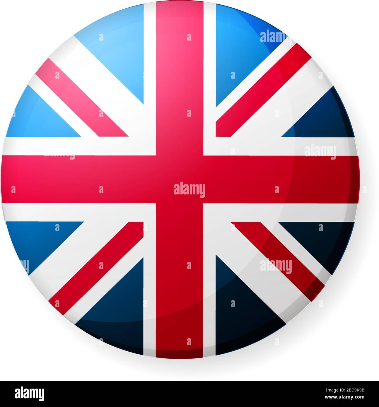 Illustrazione dell'icona della bandiera di un paese circolare ( logo del pulsante ) / Regno Unito, jack Union Illustrazione Vettoriale