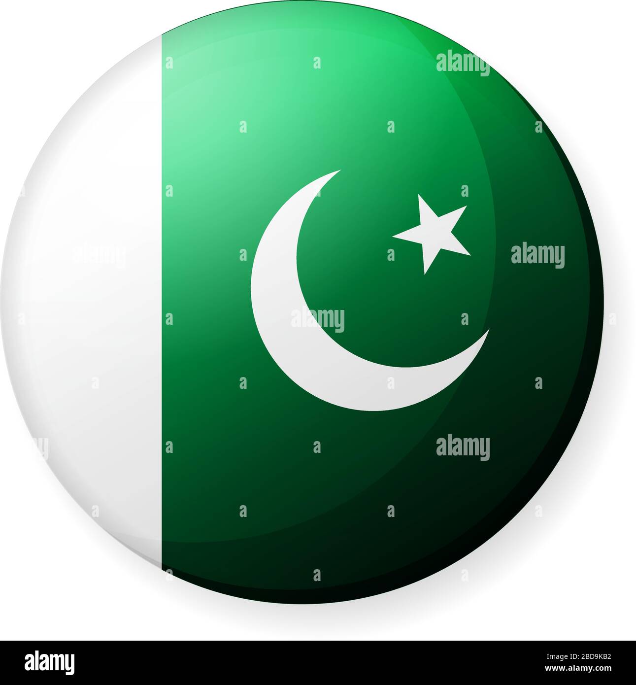 Illustrazione dell'icona della bandiera di un paese circolare ( logo del pulsante ) / Pakistan Illustrazione Vettoriale