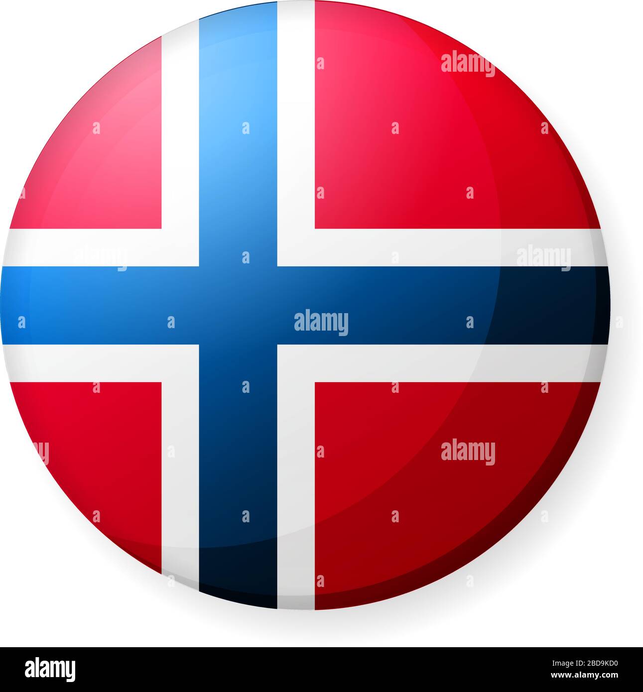 Illustrazione dell'icona della bandiera di un paese circolare ( logo del pulsante ) / Norvegia Illustrazione Vettoriale