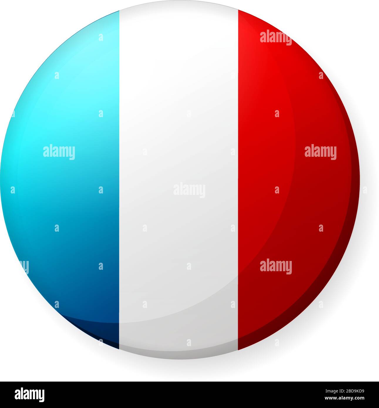 Illustrazione dell'icona della bandiera di un paese circolare ( logo del pulsante ) / Francia Illustrazione Vettoriale