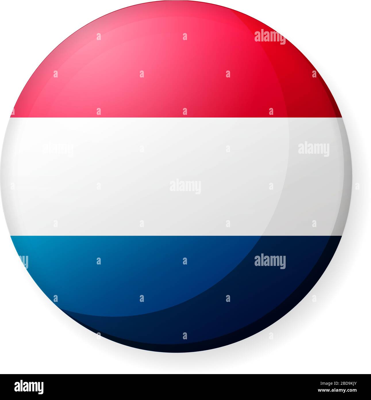 Illustrazione dell'icona della bandiera di un paese circolare ( logo del pulsante ) / Paesi Bassi Illustrazione Vettoriale
