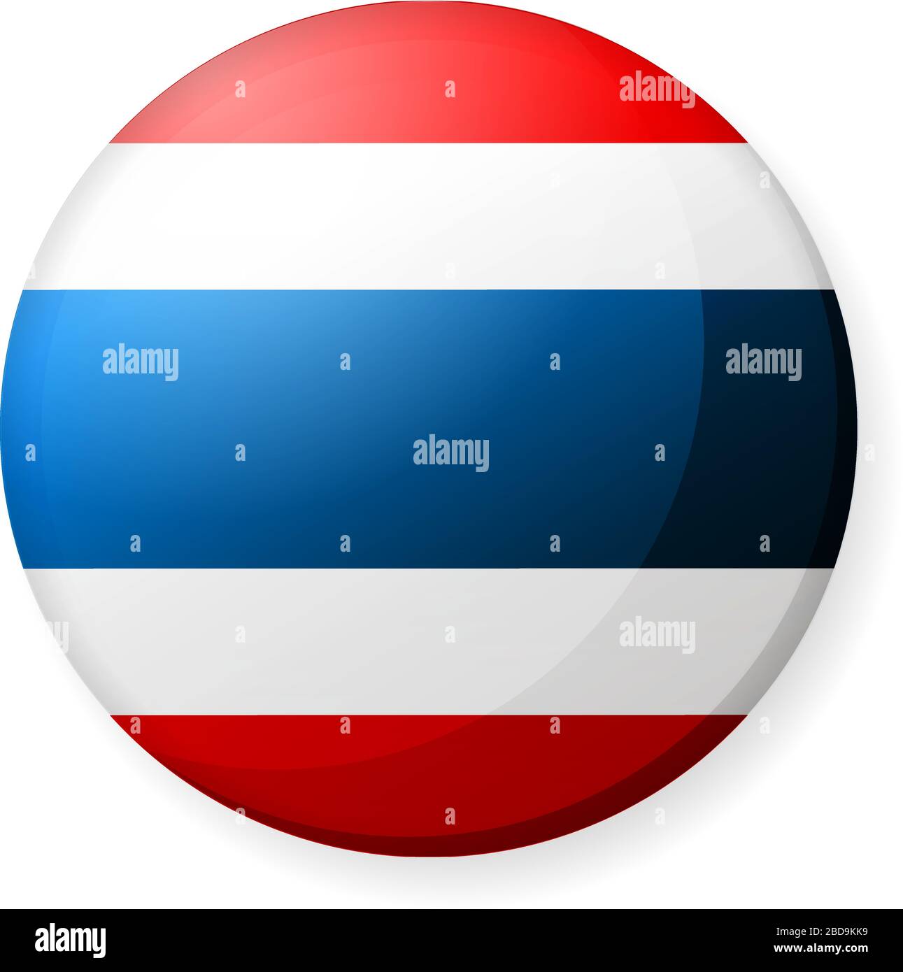 Illustrazione dell'icona della bandiera di un paese circolare ( logo del pulsante ) / Thailandia Illustrazione Vettoriale