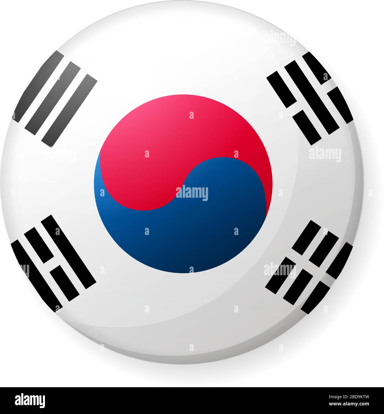 Illustrazione dell'icona della bandiera di un paese circolare ( logo del pulsante ) / corea del Sud Illustrazione Vettoriale
