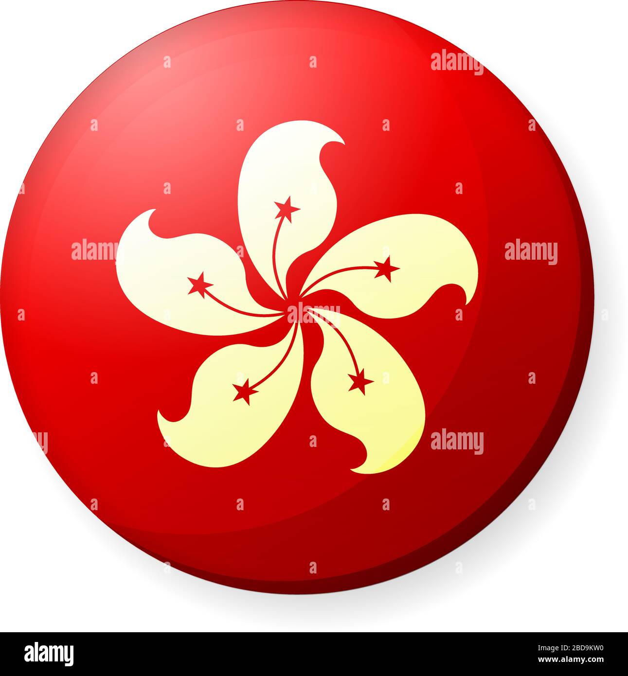Illustrazione dell'icona della bandiera di un paese circolare ( logo del pulsante ) / Hong kong Illustrazione Vettoriale