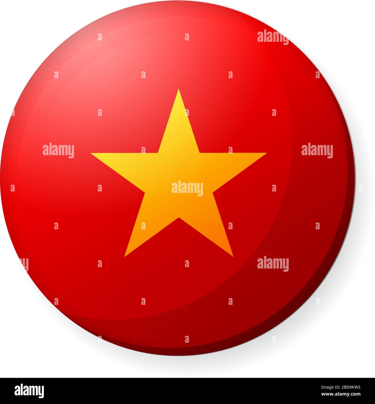 Illustrazione dell'icona della bandiera di un paese circolare ( logo del pulsante ) / Vietnam Illustrazione Vettoriale