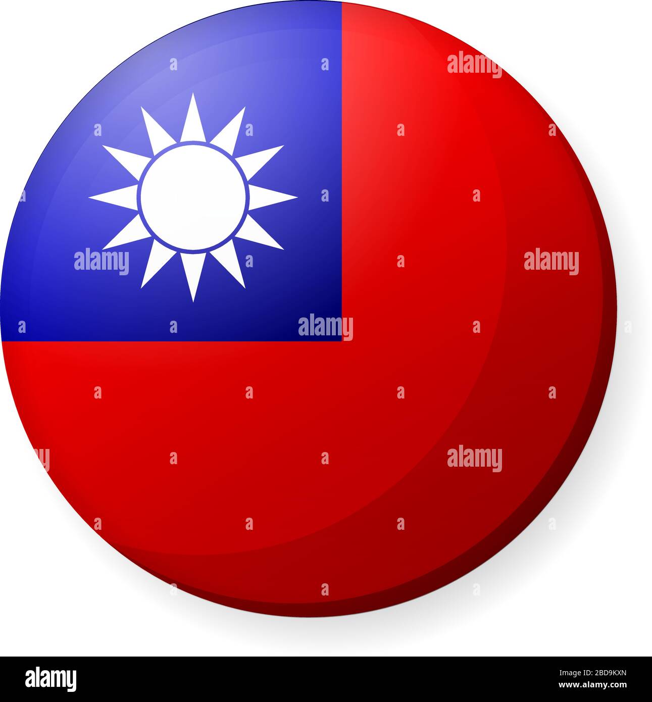 Illustrazione dell'icona della bandiera di un paese circolare ( logo del pulsante ) / Taiwan Illustrazione Vettoriale