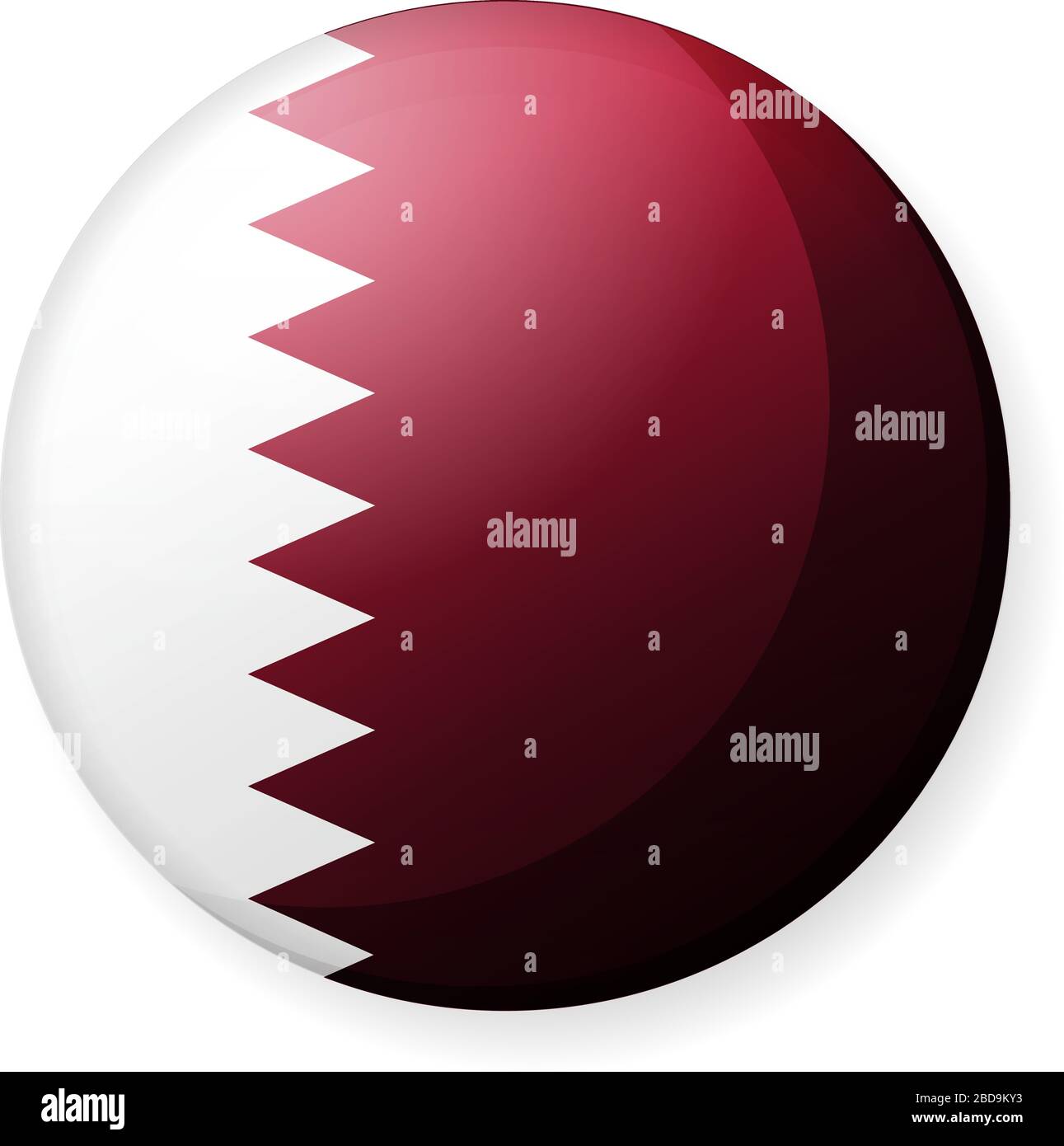 Illustrazione dell'icona della bandiera di un paese circolare ( logo del pulsante ) / Qatar Illustrazione Vettoriale