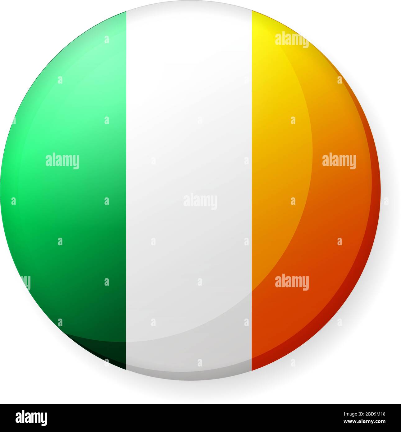 Illustrazione dell'icona della bandiera di un paese circolare ( logo del pulsante ) / Irlanda Illustrazione Vettoriale