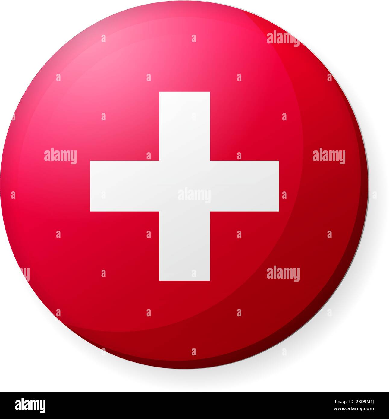 Illustrazione dell'icona della bandiera di un paese circolare ( logo del pulsante ) / Svizzera Illustrazione Vettoriale