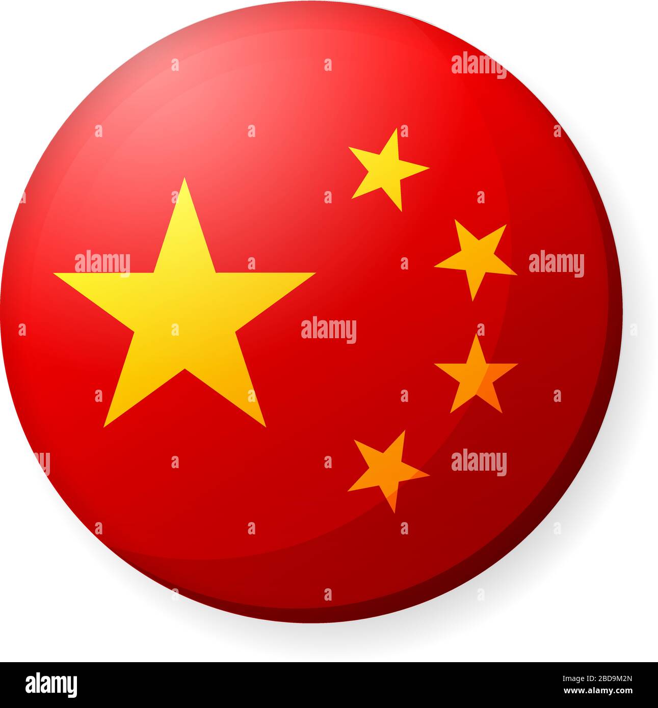 Illustrazione dell'icona della bandiera di un paese circolare ( logo del pulsante ) / Cina Illustrazione Vettoriale