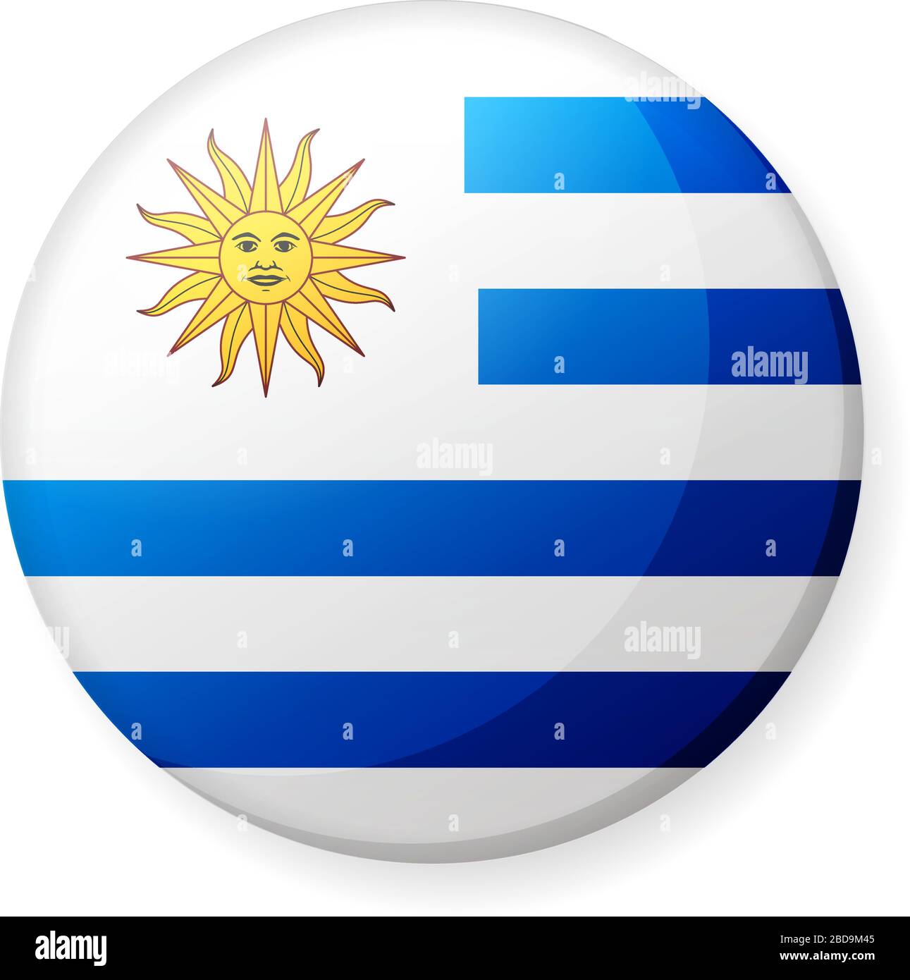 Illustrazione dell'icona della bandiera di un paese circolare ( logo del pulsante ) / Uruguay Illustrazione Vettoriale