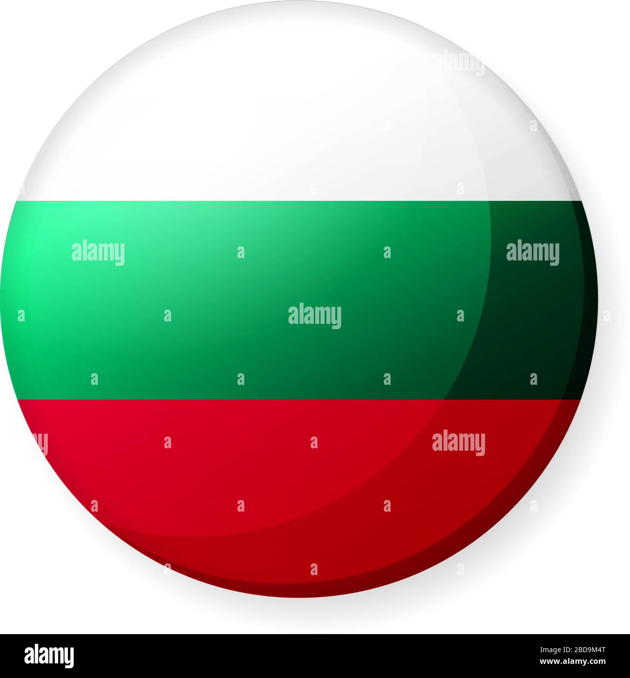 Illustrazione dell'icona della bandiera di un paese circolare ( logo del pulsante ) / Bulgaria Illustrazione Vettoriale