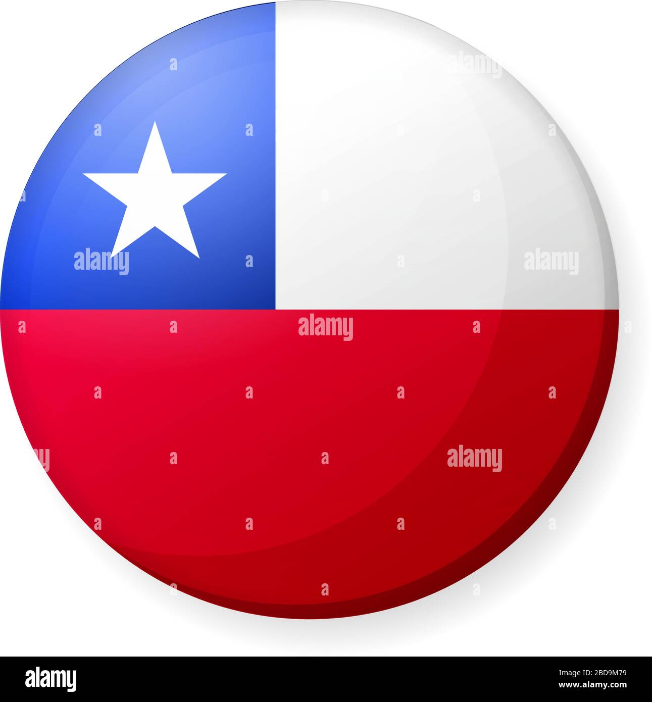 Illustrazione dell'icona della bandiera di un paese circolare ( logo del pulsante ) / Cile Illustrazione Vettoriale
