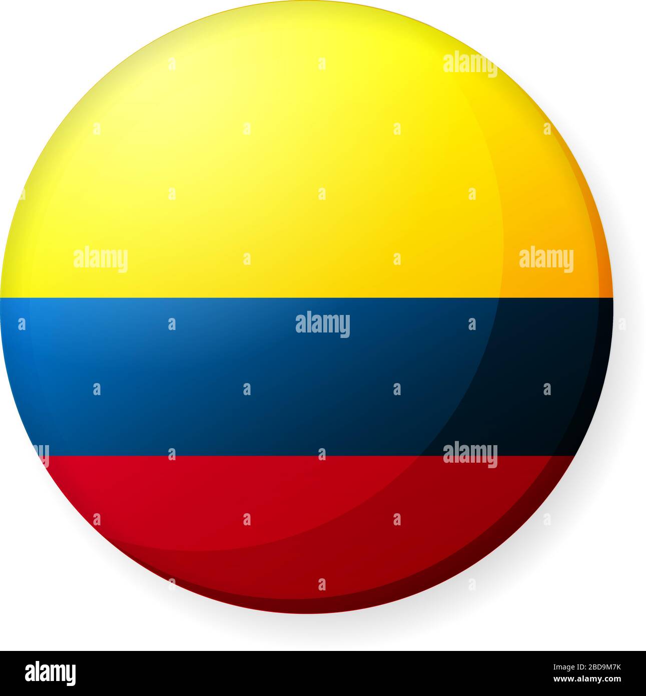 Illustrazione dell'icona della bandiera di un paese circolare ( logo del pulsante ) / Colombia Illustrazione Vettoriale