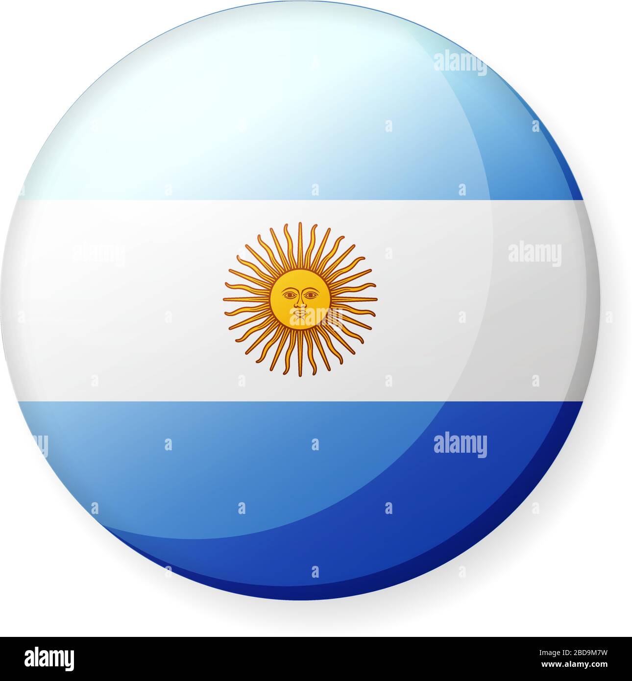 Illustrazione dell'icona della bandiera di un paese circolare ( logo del pulsante ) / Argentina Illustrazione Vettoriale